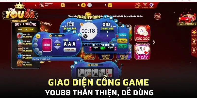 Giao diện cổng game YO88 thân thiện, dễ dùng